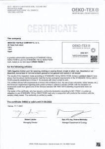 • Certificate of OEKO-TEX from 1999 until now