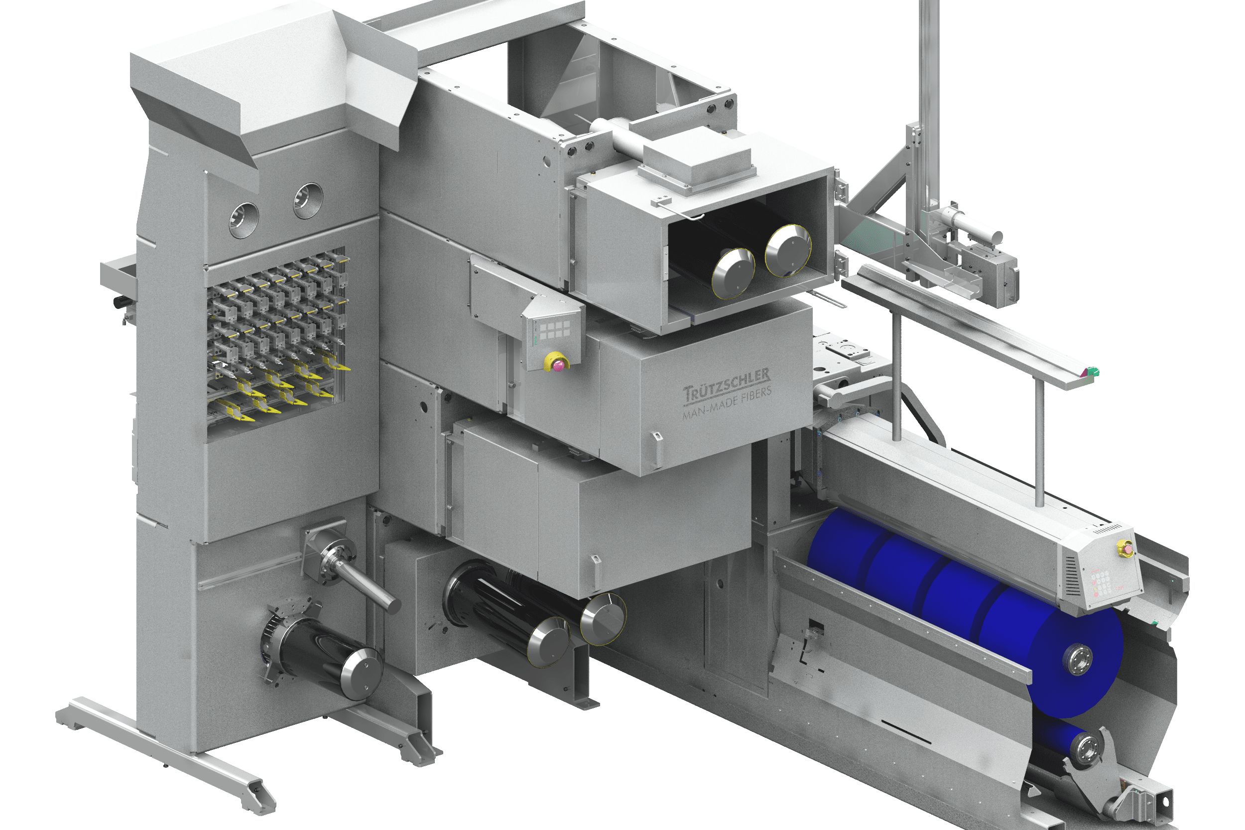 An OPTIMA for IDY draw frame with four heated godet duos.