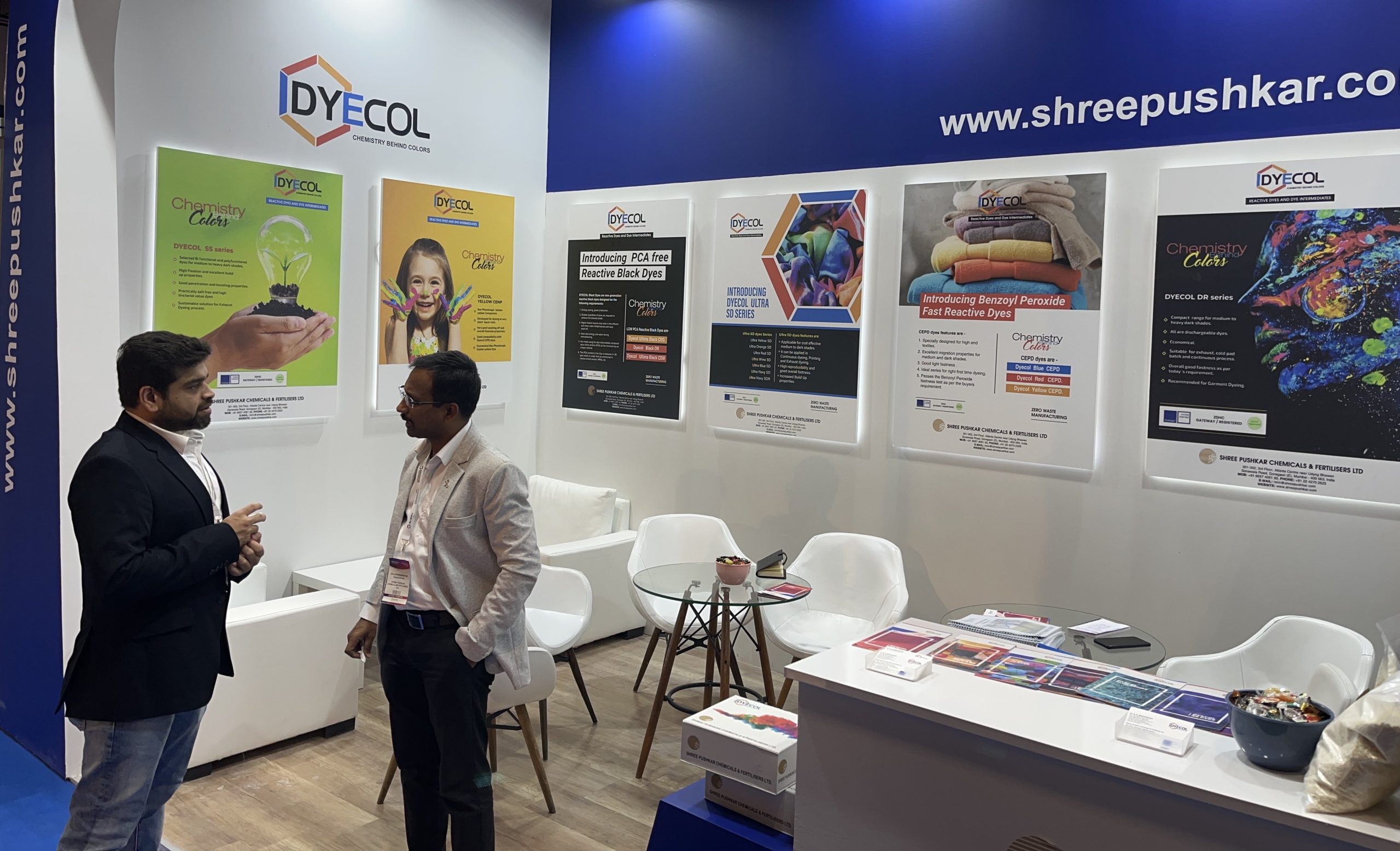 Shreee Pushkar - Dyecol stand at interdye and textile printing 2022 Istanbul - Turkey