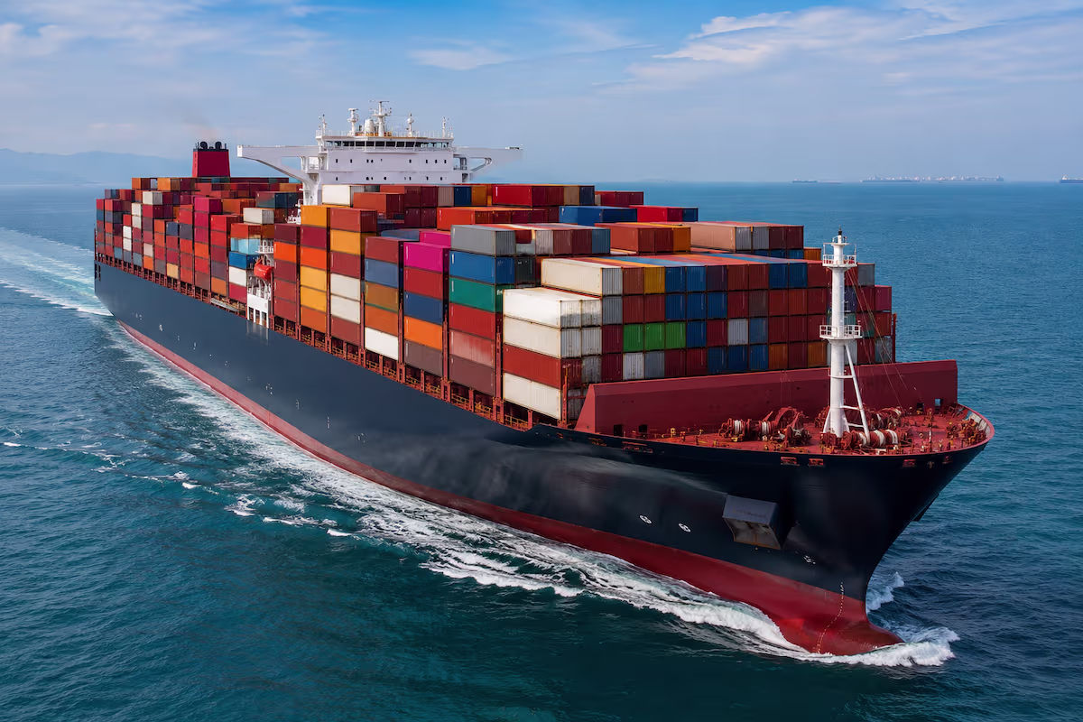 General Massive container ship on open sea