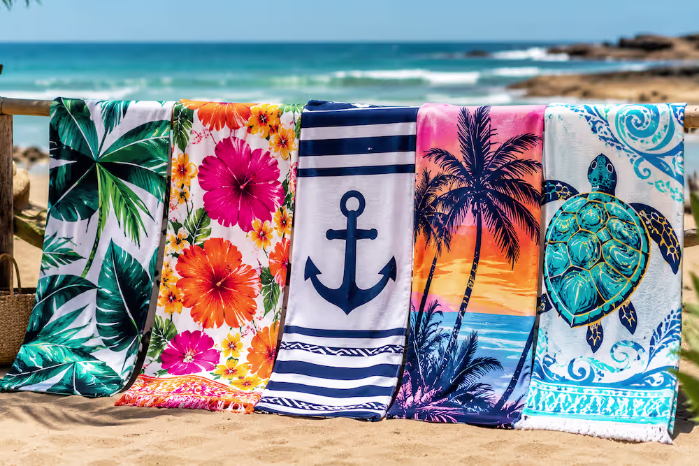 General-Tropical-beach-towels-on-display