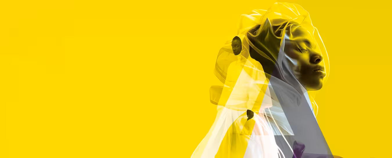 an african fashion model in yellow background