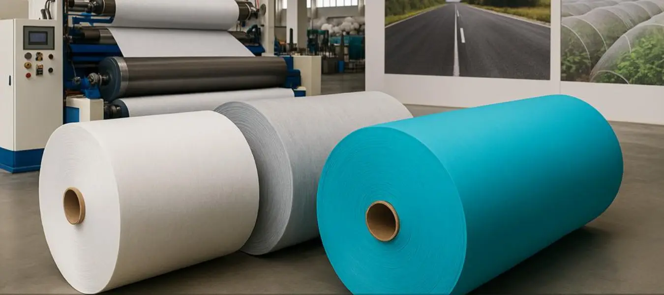 Africa nonwoven fabric rolls in manufacturing facility with hygiene and construction applications shown in background