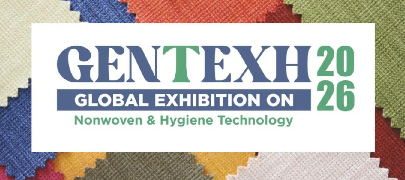Exhibition booth at GENTEXH 2026 showcasing nonwoven technology and hygiene products