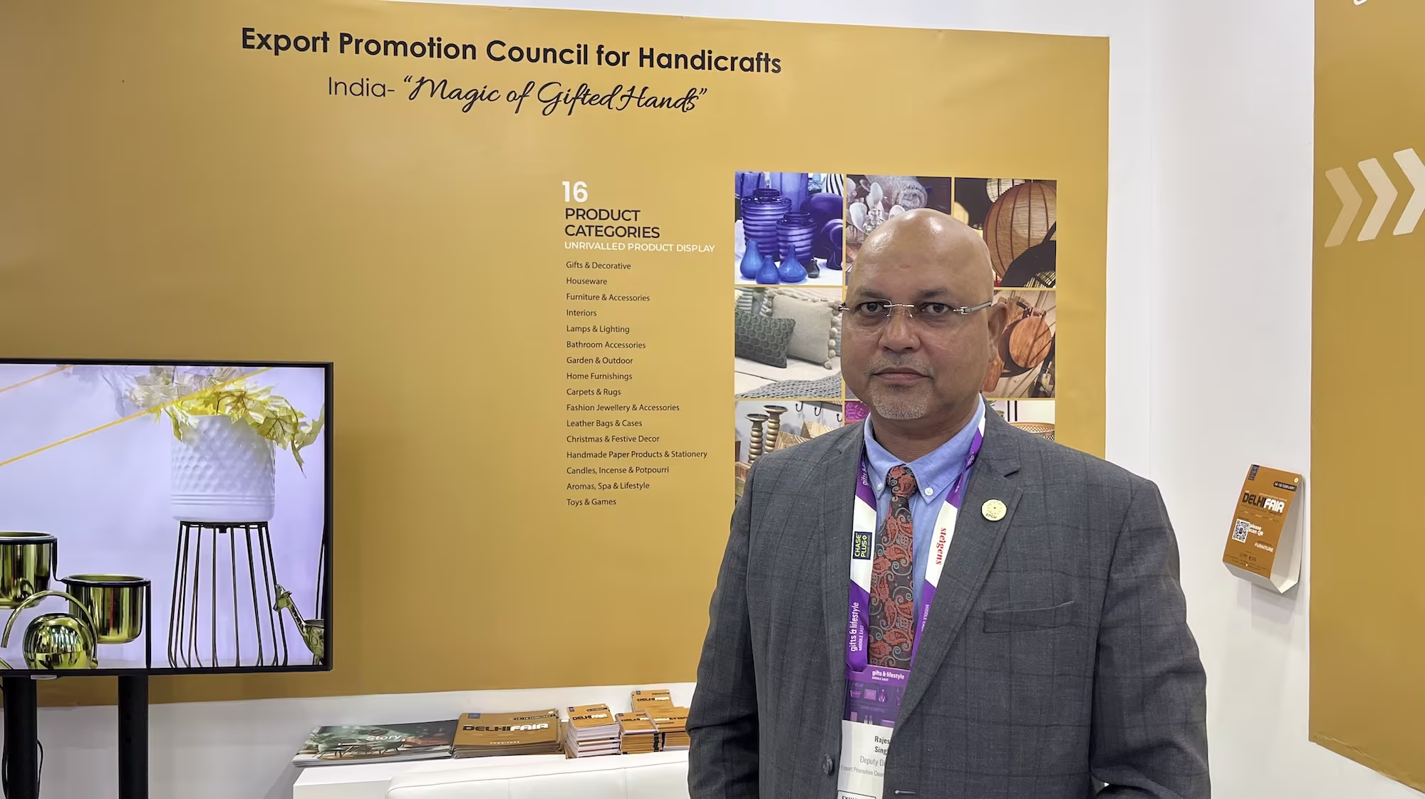 Mr. Rajesh Singh, Deputy Director of EPCH Export Promotion Council for Handicrafts (EPCH) at the 4th edition of Gifts and Lifestyle Middle East taking place from 12–14 November 2025