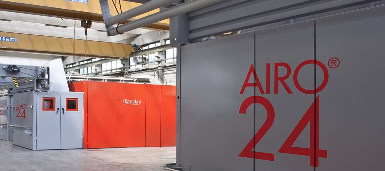 Biancalani AQUARIA and AIRO24 terry towel finishing machines operating in open-width continuous process