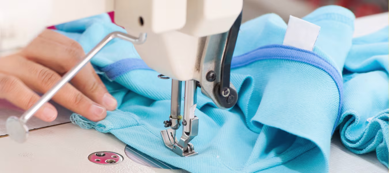 sewing a light blue t shirt