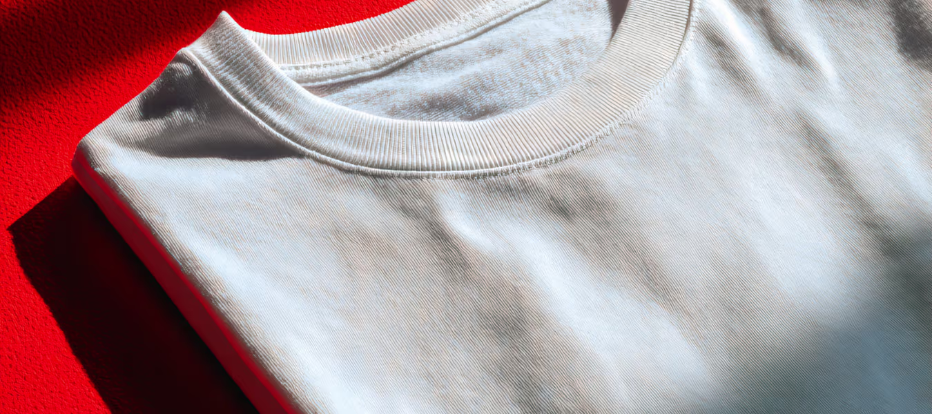 white Tshirt in red background
