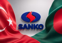 Türkiye’s Sanko Plans $300 Million Textile Investment in Bangladesh Sanko logo positioned between the flags of Türkiye and Bangladesh, representing the company’s planned $300 million textile investment in Bangladesh.
