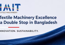 Italian Textile Machinery Excellence Makes a Double Stop in Bangladesh ACIMIT Italian Textile Machinery Excellence banner for Bangladesh mission highlighting quality, innovation and sustainability in textile machinery