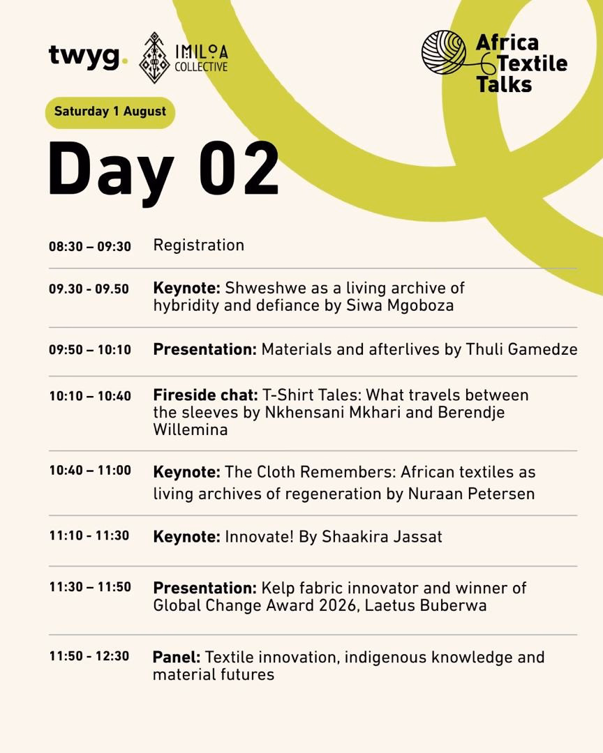 Africa Textile Talks 2026 conference in Cape Town focusing on regenerative textiles, circular fashion, sustainable manufacturing, and material innovation across Africa