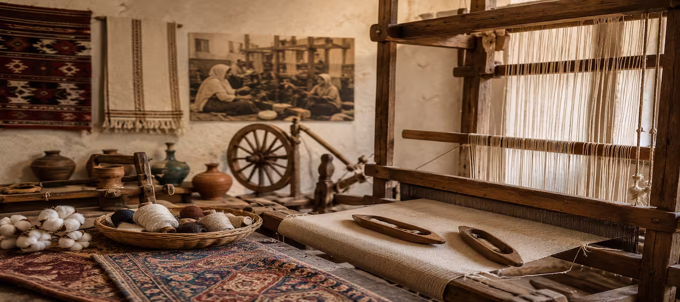 Traditional Moroccan textile heritage reflecting the historical foundations of the industry