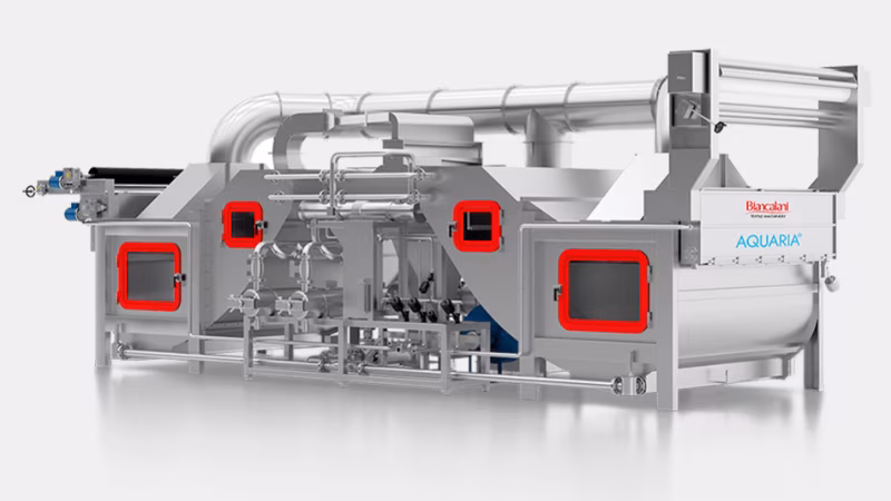 AQUARIA® fabric washing machine by Biancalani, designed for sustainable, efficient, and versatile textile treatment across multiple applications