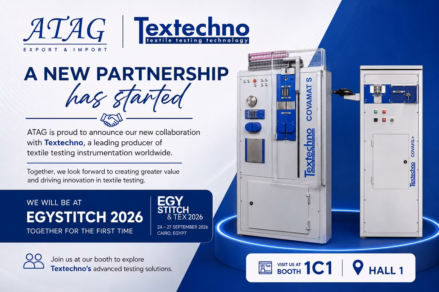 ATAG and Textechno partnership for advanced textile testing solutions in Egypt