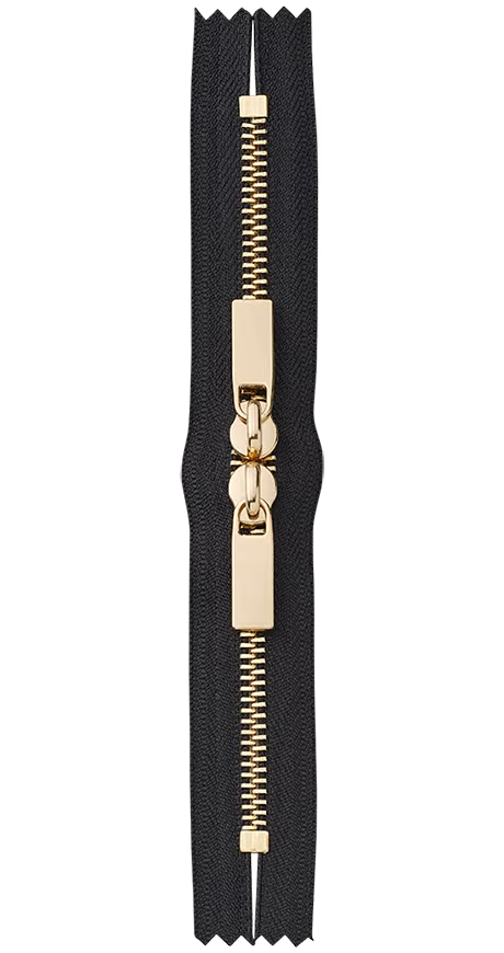 YKK LUXFLAT metal zipper designed for premium handbags